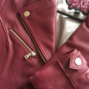 Cropped Leather Jacket Plum